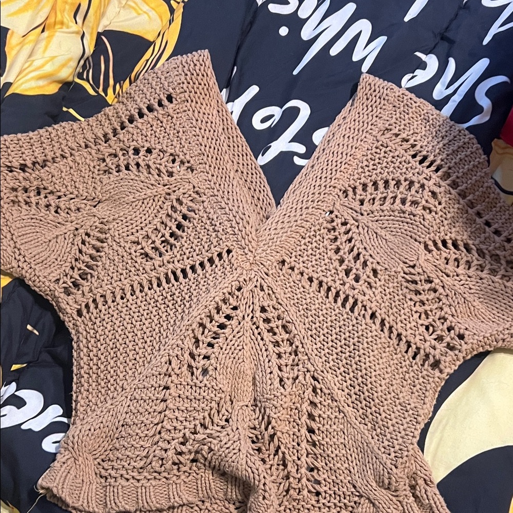 Old Navy Off-the-Shoulder Crochet Sweater - Brown